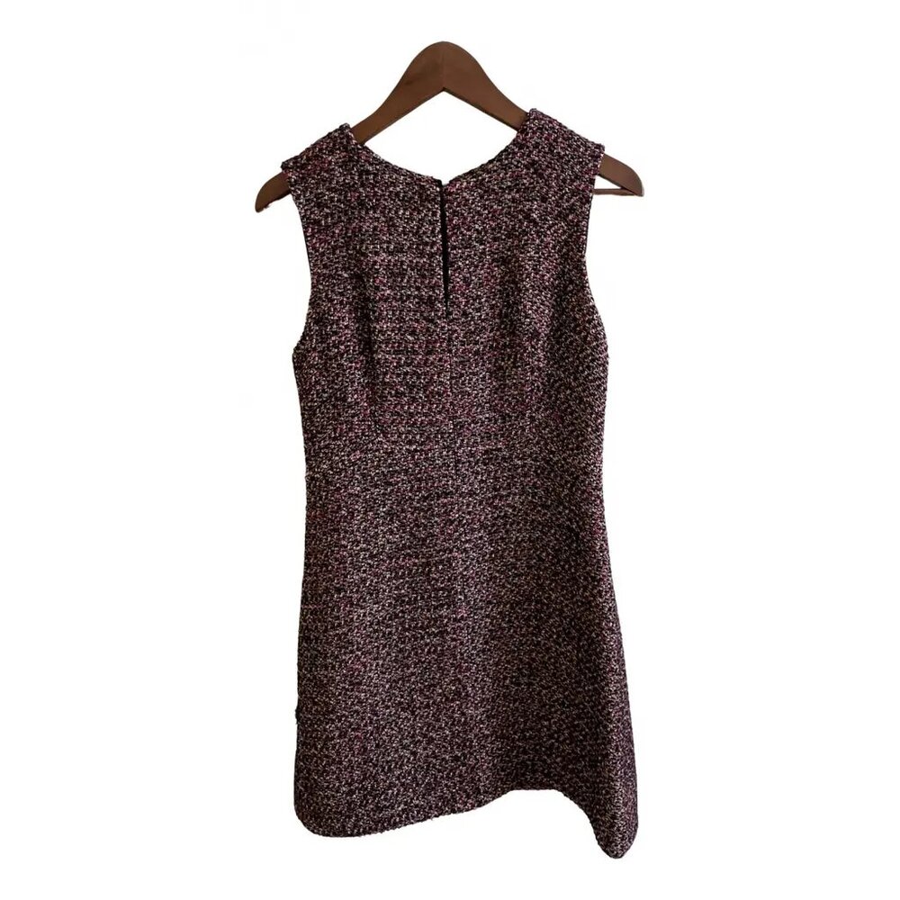 Diane von Furstenberg Yvette Wool Alpaca tweed sleeveless dress Fuchsia black